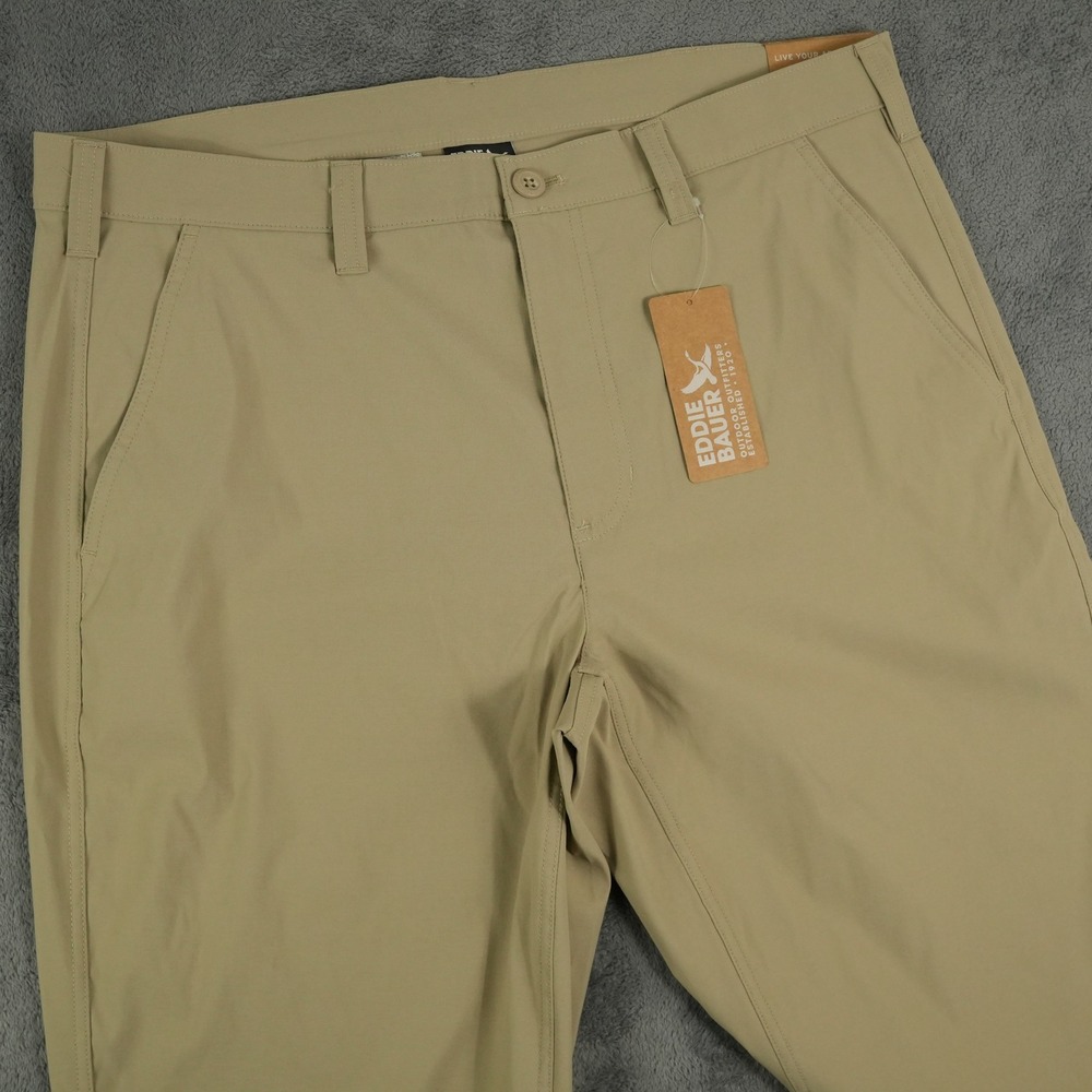 Eddie Bauer Mr Horizon Takeoff Chino Men 36x34 (38x34) Khaki Classic Fit UPF 50+